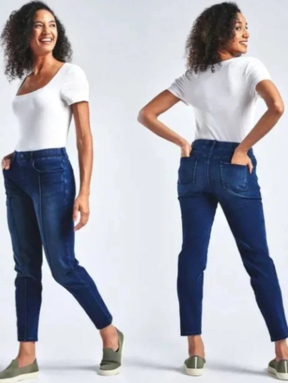 Betabrand Dark Vintage Wash Skinny Cigarette 5 Pocket Yoga Denim Jeans Medium